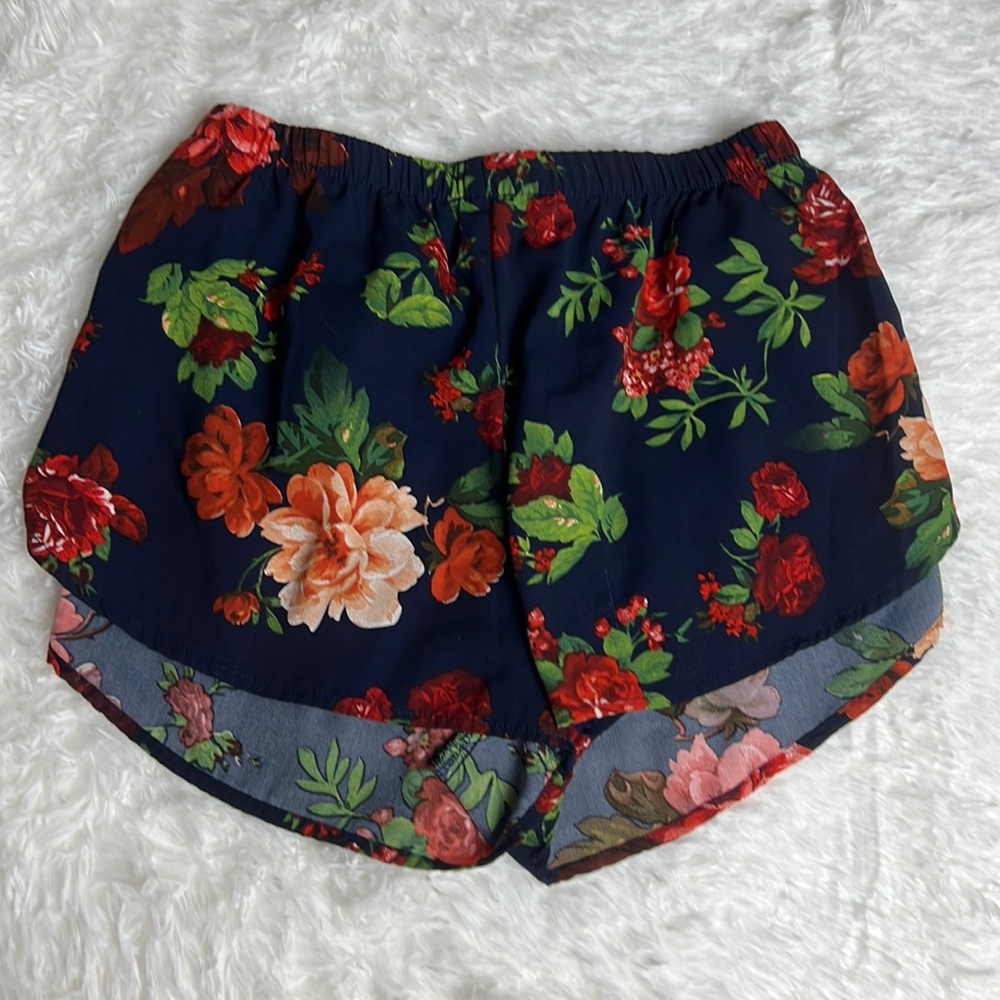 Navy Floral Shorts